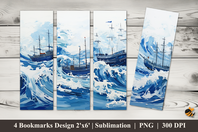 Big Blue Wave Bookmarks Sublimation Design