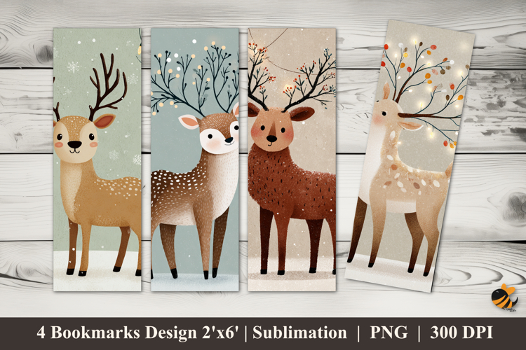 Tiny Reindeer Bookmarks Sublimation Design
