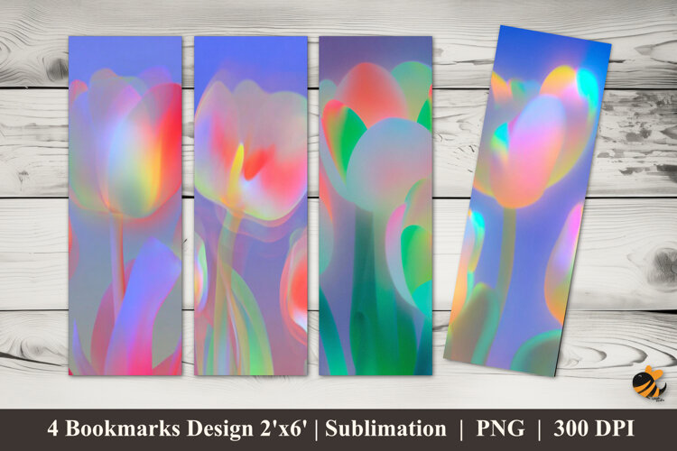 Blurry Tulips Bookmarks Sublimation Design example image 1