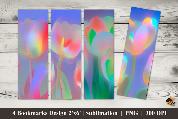 Blurry Tulips Bookmarks Sublimation Design
