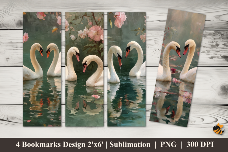 Love Swan Bookmarks Sublimation Design