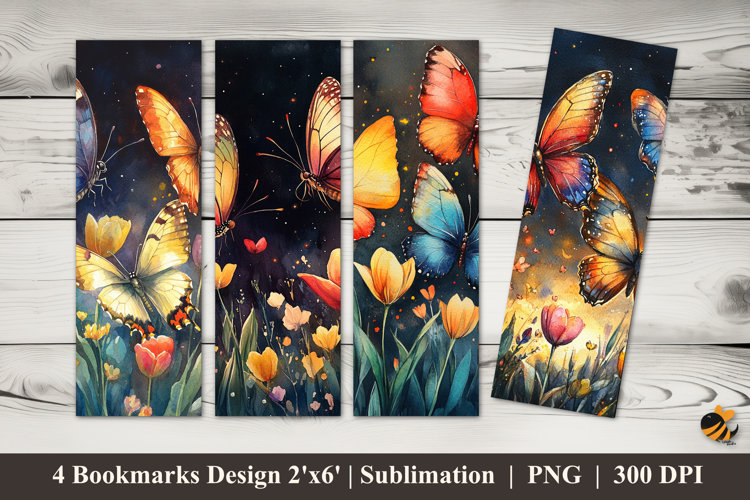 Night Butterfly Bookmarks Sublimation Design