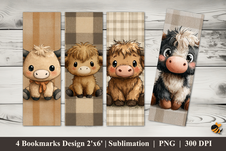 Playful Baby Cow Bookmarks Sublimation Design