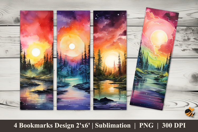 Northern Lights Aurora Bookmarks Sublimation Design