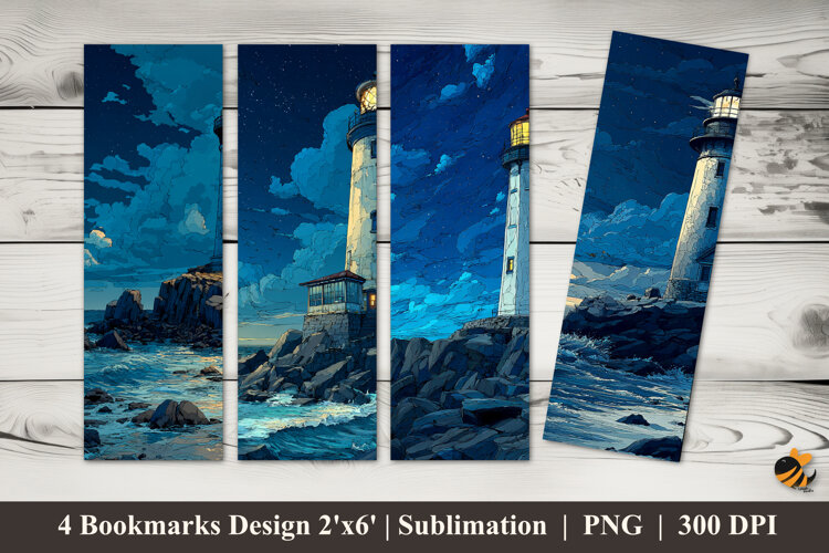 Magnificent Lighthouse Bookmarks Sublimation Design example image 1