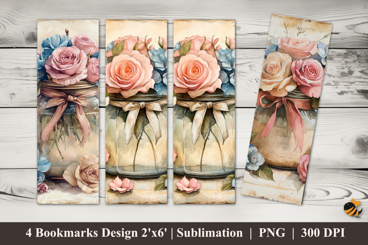 Glass Flower Bookmarks Sublimation Design
