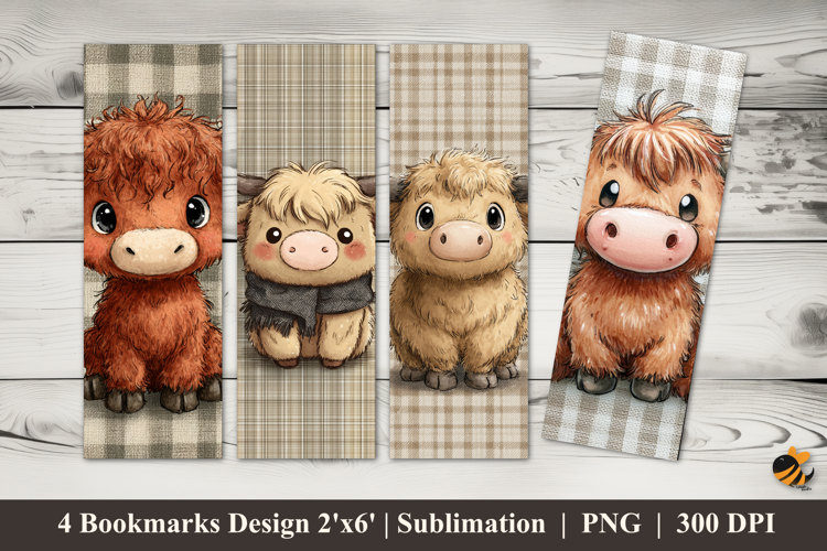 Smiling Highland Beauty Bookmarks Sublimation Design