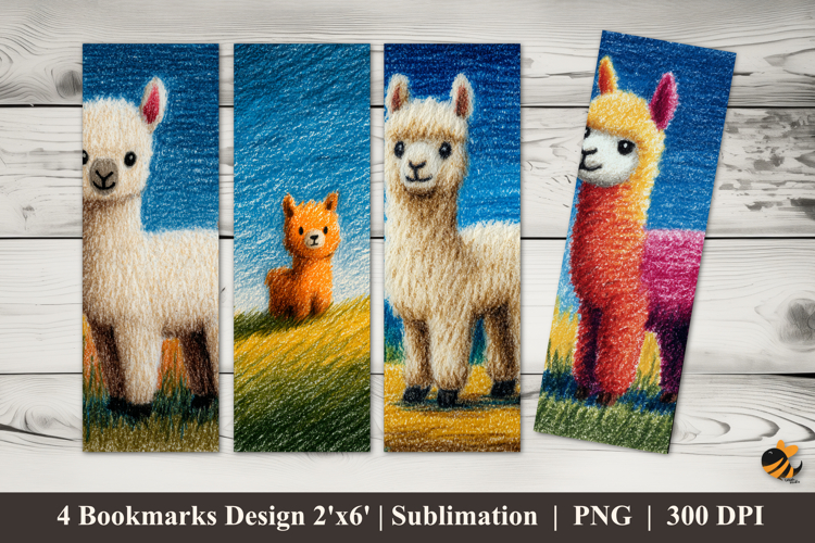 Alpaca in the Meadow Bookmarks Sublimation Design