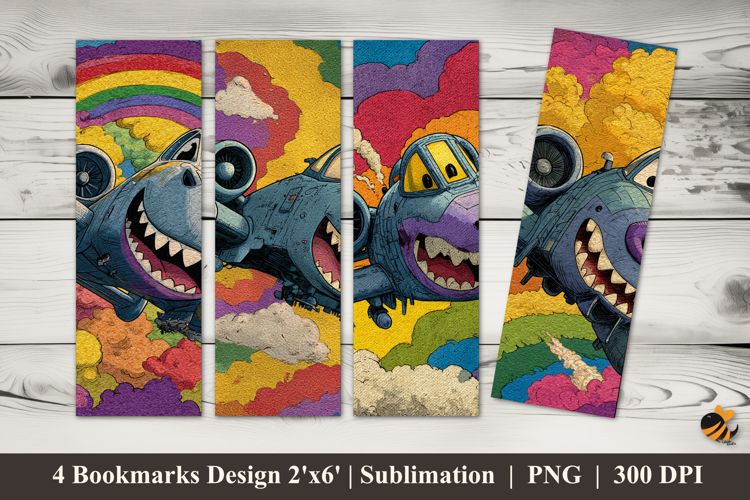 Airplane Cartoon Bookmarks Sublimation Design
