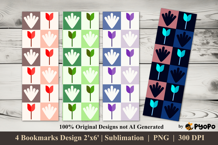 Floral Mosaic Bookmarks Sublimation Design