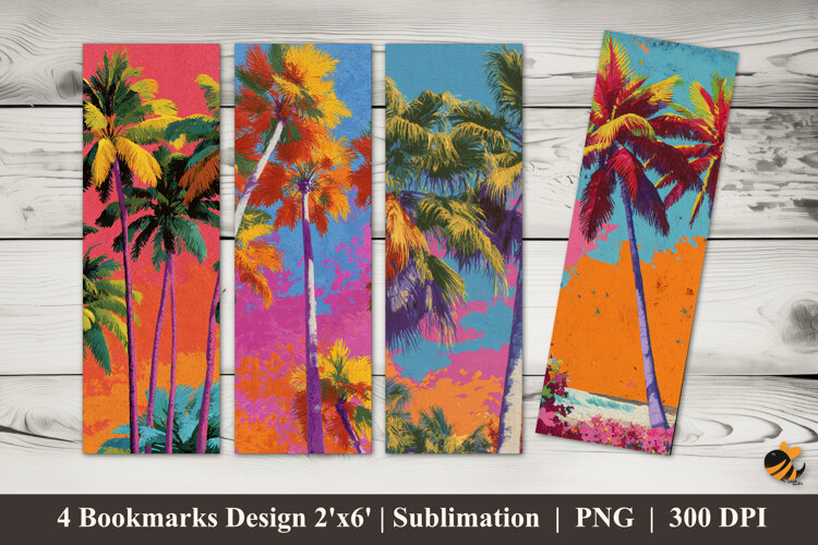 Coconut Tree Bookmarks Sublimation Design example image 1