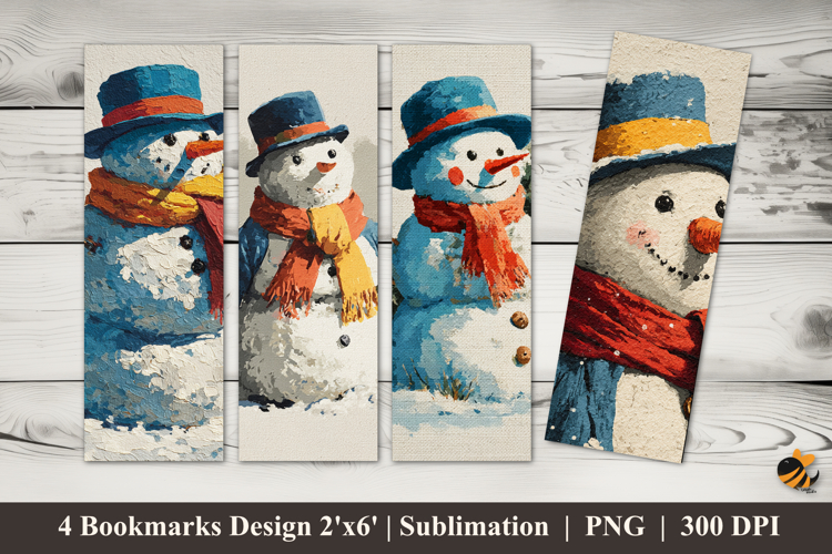 Vintage Snowman Bookmarks Sublimation Design