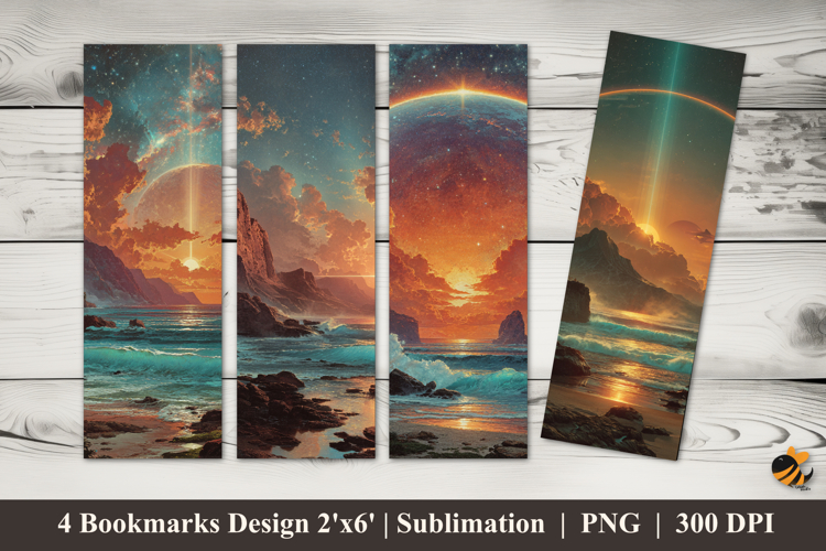 Retro Eclipse Bookmarks Sublimation Design