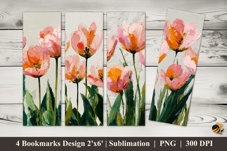 Watercolor Tulips Bookmarks Sublimation Design