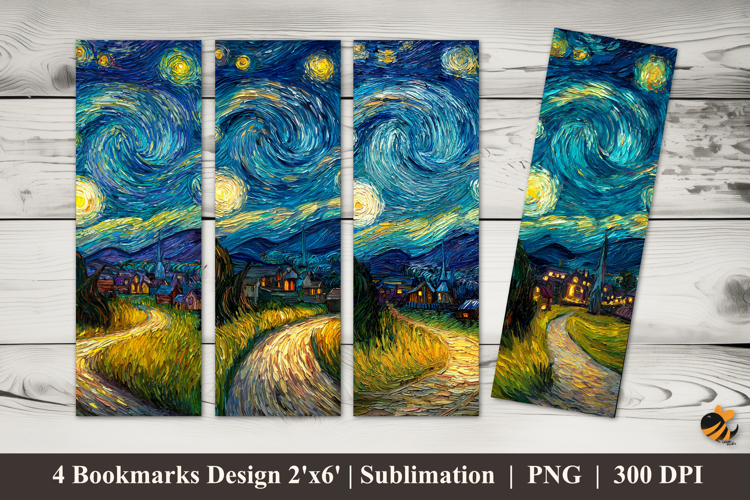 Starry Night Sky Bookmarks Sublimation Design