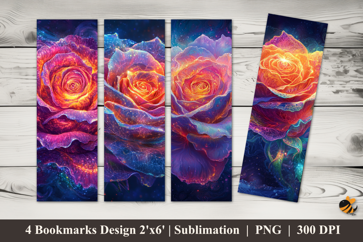 Vibrant Rose Bookmarks Sublimation Design