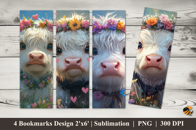 Pretty Cow Bookmarks Sublimation Design example image 1