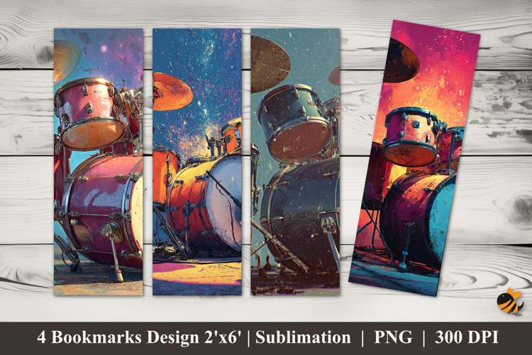 Drum Kit Bookmarks Sublimation Design