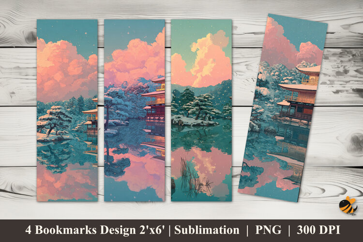 Dreamy Winter Bookmarks Sublimation Design example image 1