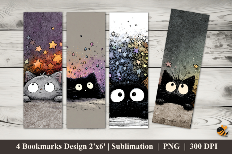 Peeking Cat Bookmarks Sublimation Design