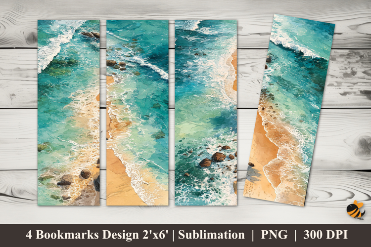 Wide Beach Bookmarks Sublimation Design