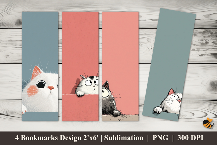 Peeking Cat Bookmarks Sublimation Design