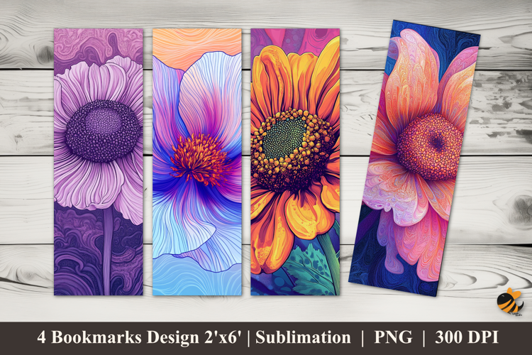 Vibrant Flower Bookmarks Sublimation Design