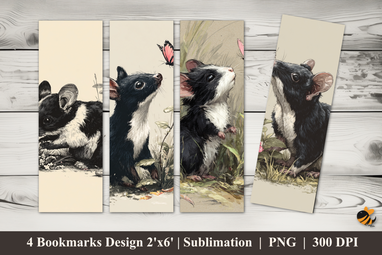 Mouse Deer Playing Bookmarks Sublimation Design