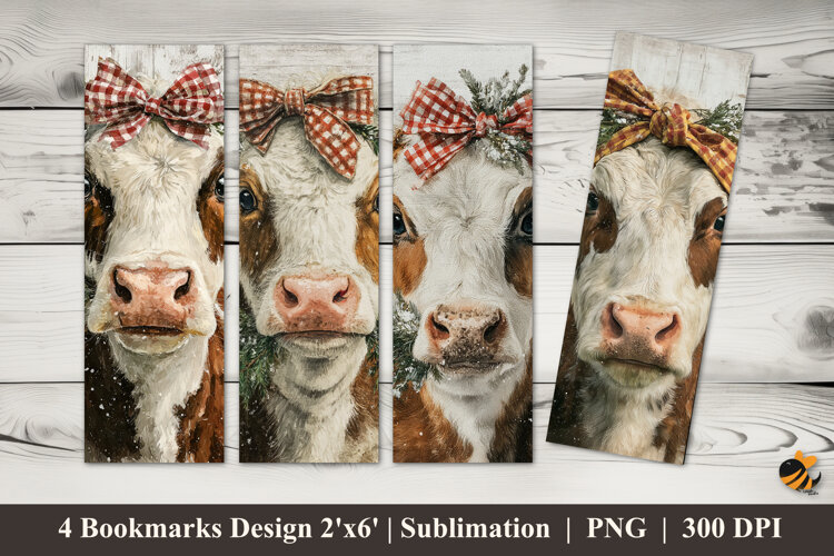 White Chocolate Cow Bookmarks Sublimation Design example image 1
