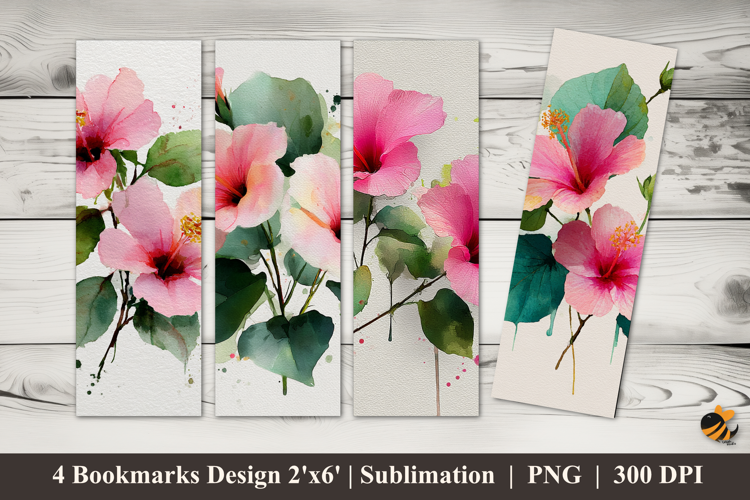 Minimalist Hibiscus Bookmarks Sublimation Design