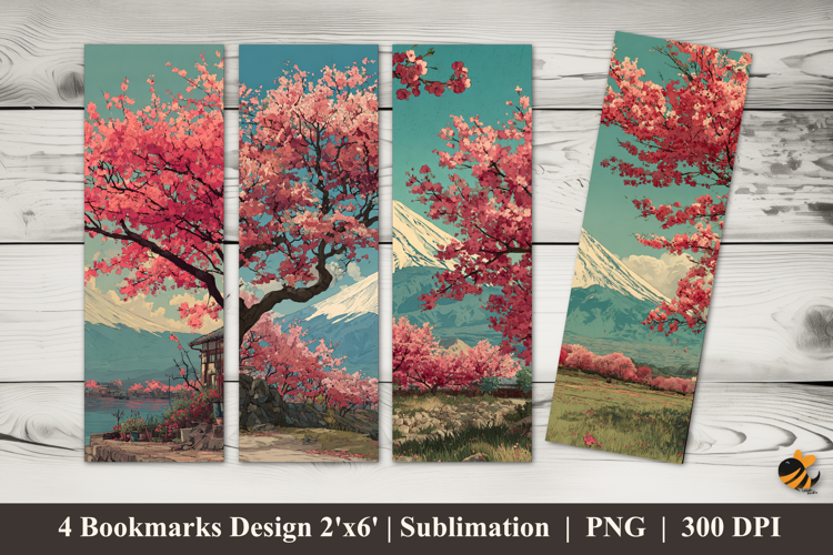 Cherry Blossoms Bookmarks Sublimation Design