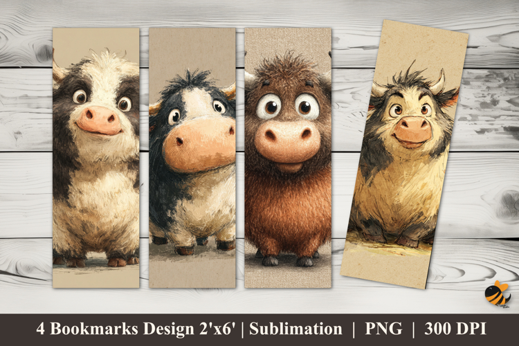 Happy Cow Bookmarks Sublimation Design