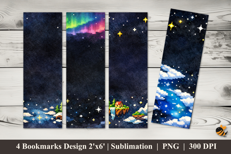 Pixel Orbit Bookmarks Sublimation Design