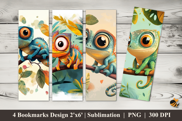 Cute Chameleon Bookmarks Sublimation Design