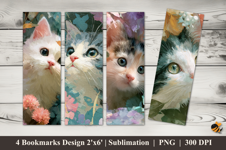 Kawaii Kitten Bookmarks Sublimation Design