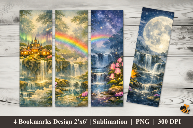 Rainbow Light Garden Bookmarks Sublimation Design