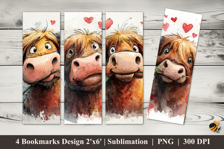 Romantic Cow Bookmarks Sublimation Design