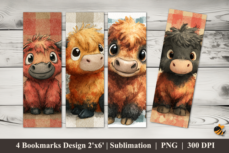 Chubby Cute Calf Bookmarks Sublimation Design