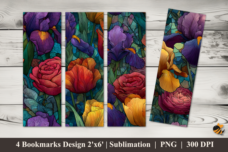 Glass Rose Tulip Bookmarks Sublimation Design