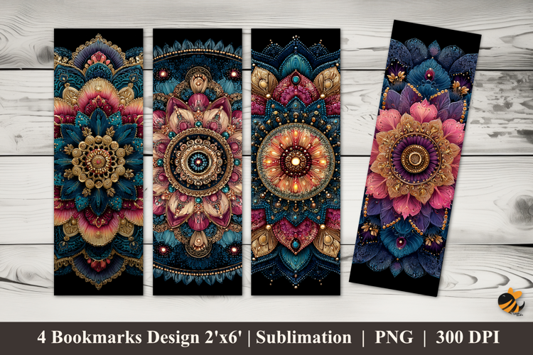 Radiant Floral Circle Bookmarks Sublimation Design