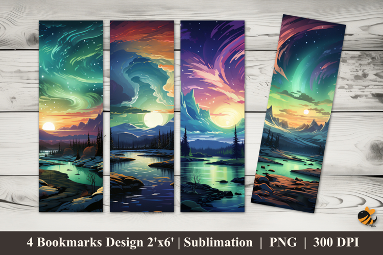 Aurora Night Sky Bookmarks Sublimation Design