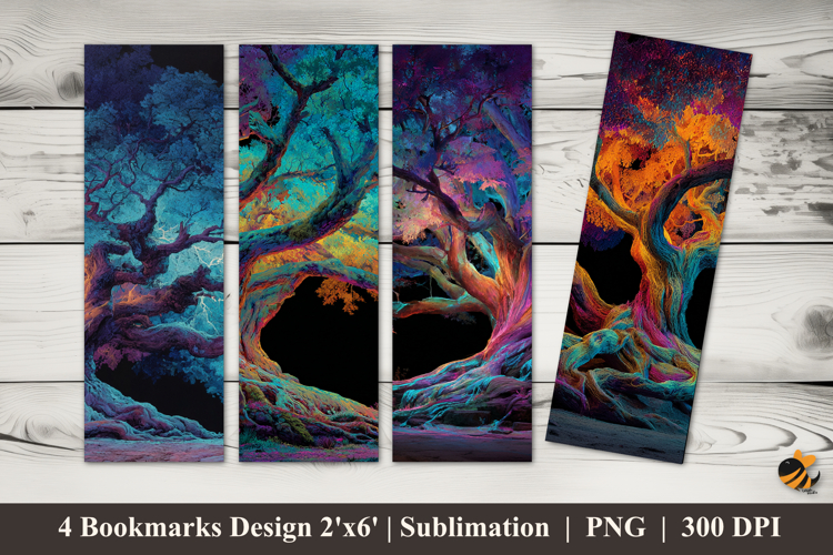 Rainbow Tree Bookmarks Sublimation Design