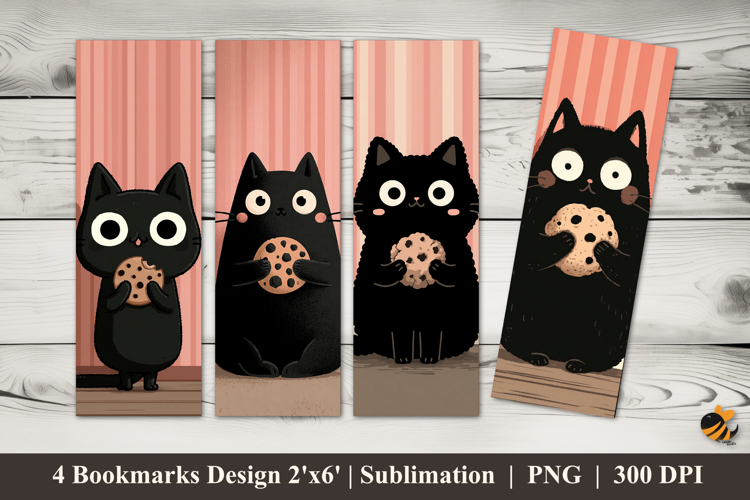 Cute Cat Eating Bookmarks Sublimation Design