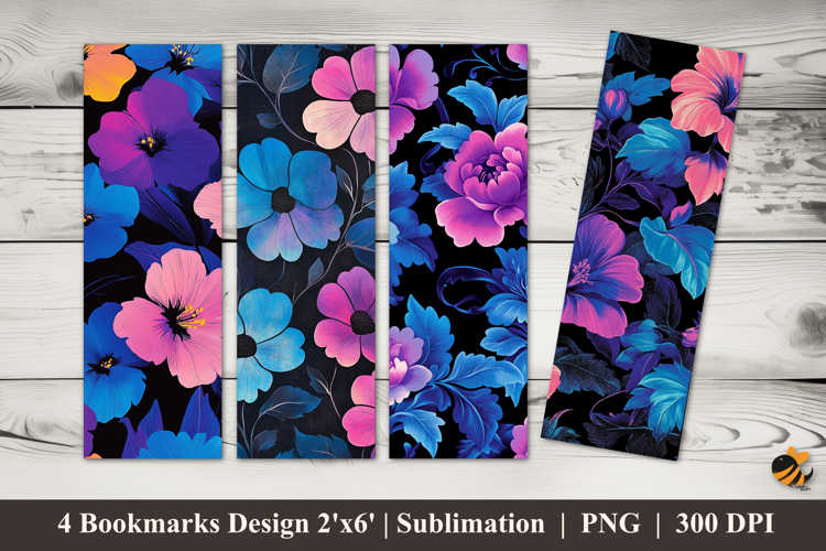 Light Purple Flowers Bookmarks Sublimation Design