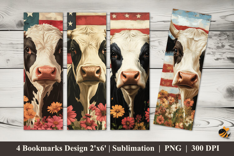 Flag Cow Bookmarks Sublimation Design example image 1