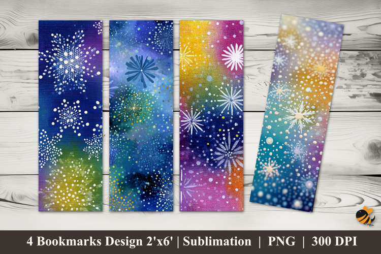 Snowflakes Pop Art Bookmarks Sublimation Design