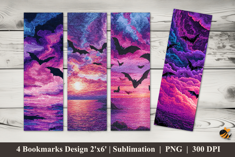 Bat Swarm Bookmarks Sublimation Design