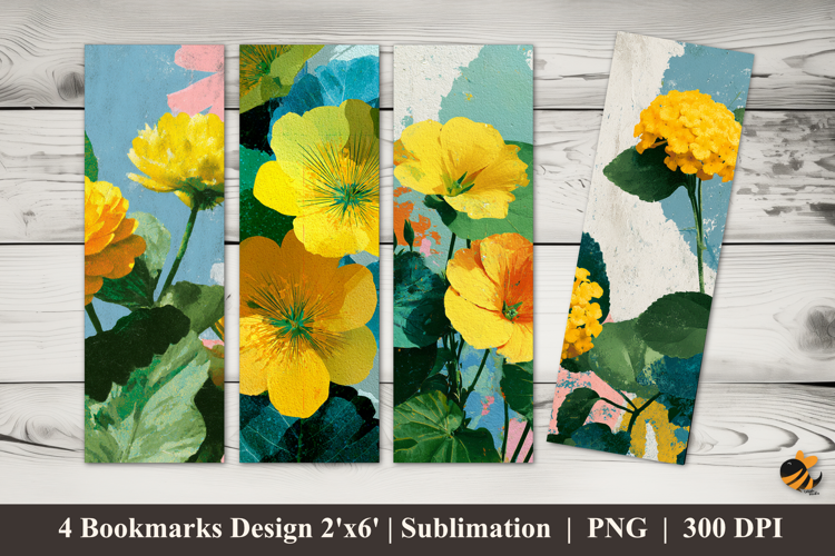 Bright Blooming Flowers Bookmarks Sublimation Design