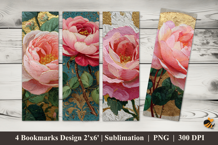 Light Rose Watercolor Bookmarks Sublimation Design