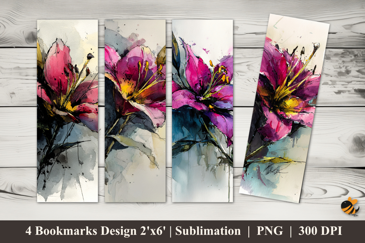 Watercolor Lily Bookmarks Sublimation Design